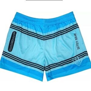 Baseball Lifestyle 101 Blue Athletic Shorts with Black Stripes